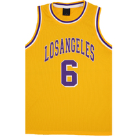 New Men&#39;s Basketball Jersey Sports T Shirt Tee Vest Tops Gym Chicago Los Angeles, Yellow - Los Angeles 6, M