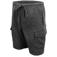 Men&#39;s Cargo Shorts 4 Pockets Cascual Work Trousers Active Pants Elastic Waist, Charcoal, XS