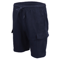 Men&#39;s Cargo Shorts 4 Pockets Cascual Work Trousers Active Pants Elastic Waist, Navy, XS