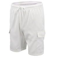 Men&#39;s Cargo Shorts 4 Pockets Cascual Work Trousers Active Pants Elastic Waist, White, L