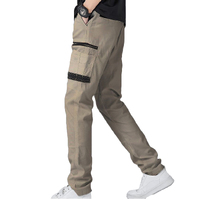 Men&#39;s Cotton Drill Cargo Work Pants UPF 50+ 13 Pockets Tradies Workwear Trousers, Khaki, 38
