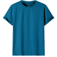 Adult 100% Cotton T-Shirt Unisex Men&#39;s Basic Plain Blank Crew Tee Tops Shirts, Aqua, XL