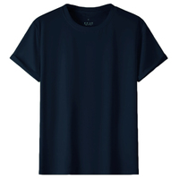 Adult 100% Cotton T-Shirt Unisex Men&#39;s Basic Plain Blank Crew Tee Tops Shirts, Navy, XL