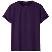 Adult 100% Cotton T-Shirt Unisex Men&#39;s Basic Plain Blank Crew Tee Tops Shirts, Purple, L