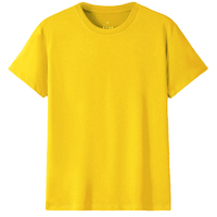 Adult 100% Cotton T-Shirt Unisex Men&#39;s Basic Plain Blank Crew Tee Tops Shirts, Yellow, XL