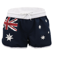 Ladies&#39; Women&#39;s Board Shorts Australian Day Flag Gym Beach Aussie Swim Souvenir, Navy, 16