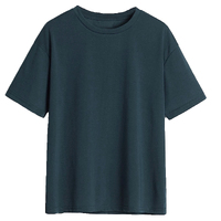 Adult 100% Cotton T-Shirt Unisex Men&#39;s Basic Plain Blank Crew Tee Tops Shirts, Dark Blue, M