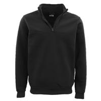 New Men&#39;s Unisex Adult Half-Zip Fleece Jumper Pullover Stand Collar Jacket Shirt, Black, XS