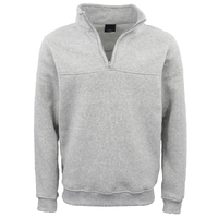 New Men&#39;s Unisex Adult Half-Zip Fleece Jumper Pullover Stand Collar Jacket Shirt, Light Grey, 3XL