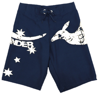 Men&#39;s Adult Board Shorts Australia Day Kangaroo Down Under Souvenir Beach Wear, Navy/White, S