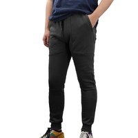 Men&#39;s Fleece Slim Trackpant Sport Joggers w Zipped Pockets Gym Casucal Trousers, Black, S