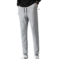 Men&#39;s Fleece Slim Trackpant Sport Joggers w Zipped Pockets Gym Casucal Trousers, Light Grey, 3XL
