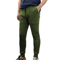 Men&#39;s Fleece Slim Trackpant Sport Joggers w Zipped Pockets Gym Casucal Trousers, Olive, 2XL