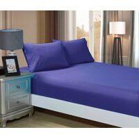 1000TC Ultra Soft Fitted Sheet &amp; 2 Pillowcases Set - Double Size Bed - Royal Blue