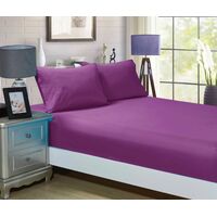 1000TC Ultra Soft Fitted Sheet &amp; 2 Pillowcases Set - King Size Bed - Purple