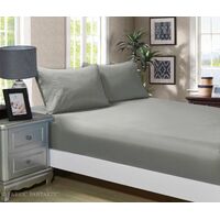 1000TC Ultra Soft Fitted Sheet &amp; Pillowcase Set - King Single Size Bed - Grey