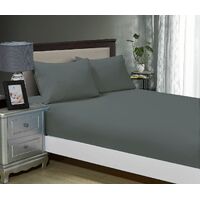 1000TC Ultra Soft Fitted Sheet &amp; Pillowcase Set - King Single Size Bed - Charcoal