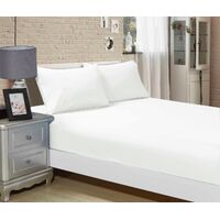1000TC Ultra Soft Fitted Sheet &amp; 2 Pillowcases Set - Queen Size Bed - White