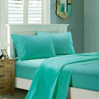 1000TC Ultra Soft Queen Size Bed Teal Flat &amp; Fitted Sheet Set