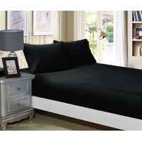 1000TC Ultra Soft Fitted Sheet &amp; Pillowcase Set - Single Size Bed - Black