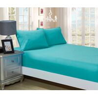 1000TC Ultra Soft Fitted Sheet &amp; Pillowcase Set - Single Size Bed - Teal