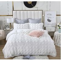 Ruffles Textured Jacquard King Size white Duvet Quilt Cover Set