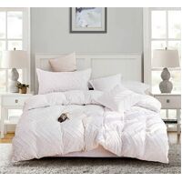 Tufted Boho Wave Jacquard Queen Size White Duvet Quilt Cover Set