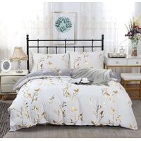 Reversible Design King Size White Duvet Quilt Cover Set