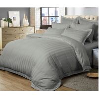 1000TC Ultra Soft Striped Queen Size Grey Duvet Quilt Cover Set