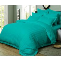 1000TC Ultra Soft Striped Super King Size Teal Duvet Quilt Cover Set