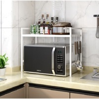 Adjustable Width &amp; Height Microwave Shelf White