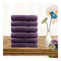 6 piece ultra light cotton face washers in aubergine