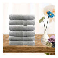 6 piece ultra light cotton face washers in silver