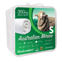 Woolcomfort Aus Made Merino Wool Quilt 350GSM 140x210cm Single Size