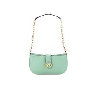 Michael Kors Women&#39;s Car Small Sea Green Leather Pouchette Shoulder Crossbody Purse - One Size