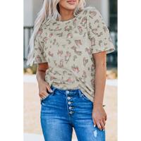 Azura Exchange Waffle Knit Short Sleeve Top - M
