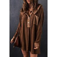 Azura Exchange Buttoned Waffle Knit Long Sleeve Top - XL
