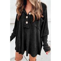 Azura Exchange Buttoned Waffle Knit Long Sleeve Top - L