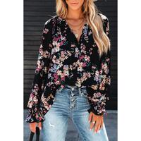 Azura Exchange Wildflower Print Chiffon Blouse - M