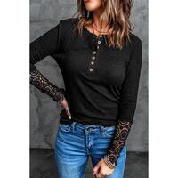 Azura Exchange Lace Hem Sleeve Button Top - XL