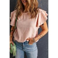 Azura Exchange Tiered Ruffled Short Sleeve Blouse - XL