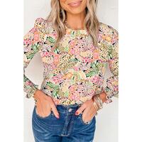 Azura Exchange Floral Print Puff Sleeve Blouse - M