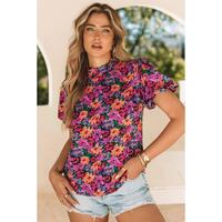 Azura Exchange Floral Print Puff Sleeve Blouse - M