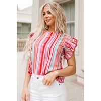 Azura Exchange Abstract Print Ruffle Sleeve Blouse - M