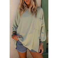 Azura Exchange Oversize Ribbed Roll-tab Sleeve Top - S