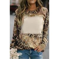 Azura Exchange Leopard Print Long Sleeve Top - M