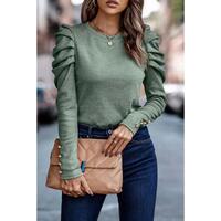 Azura Exchange Buttoned Puff Long Sleeve Sheath Top - S