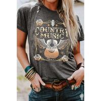Azura Exchange Guitar Graphic Print Short Sleeve T Shirt - M