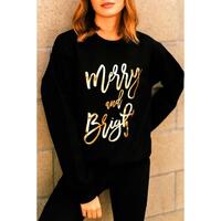Azura Exchange Merry &amp; Bright Print Sweatshirt - L