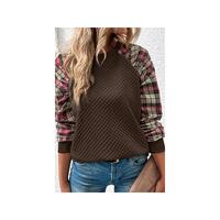 Azura Exchange Plaid Raglan Sleeve Sweatshirt - M